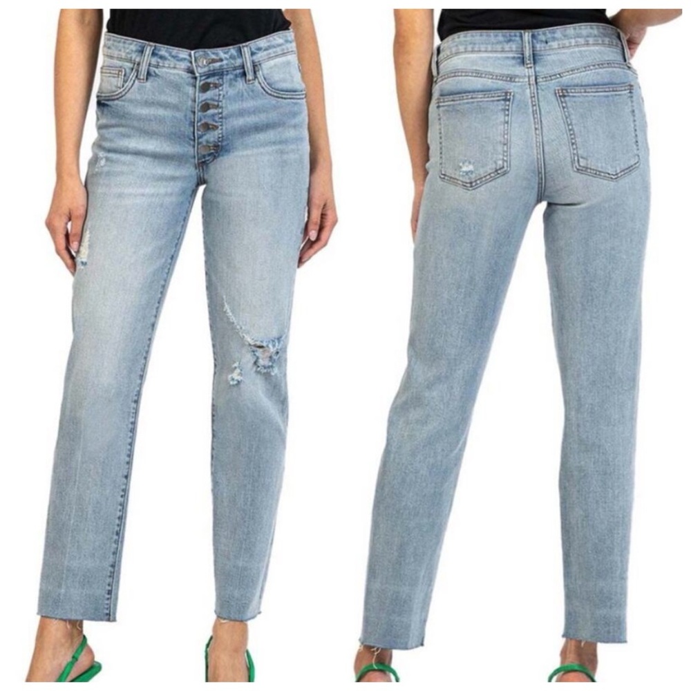 Kut from the Kloth High rise Reese fab ab ankle straight leg jeans Size 0 Grunge
